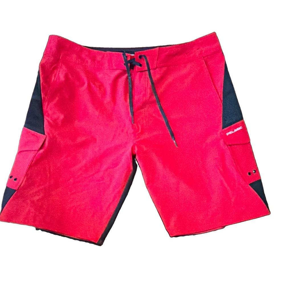 Pelagic FX90 Tactical Men's Fishing Shorts 40 Red/Black Cargo Pockets Drawstring